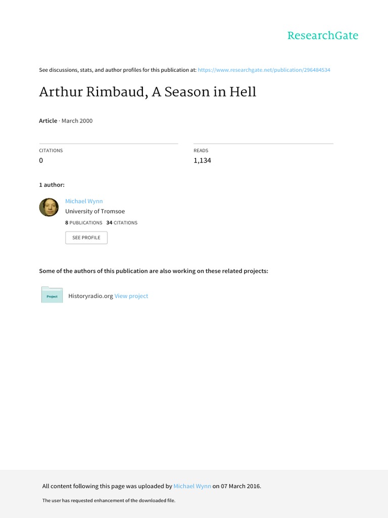 Arthur Rimbaud A Season In Hell March 00 Arthur Rimbaud Poetry