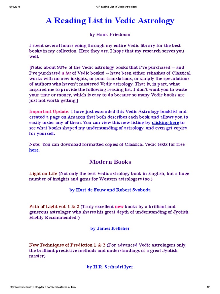 Best vedic astrology book