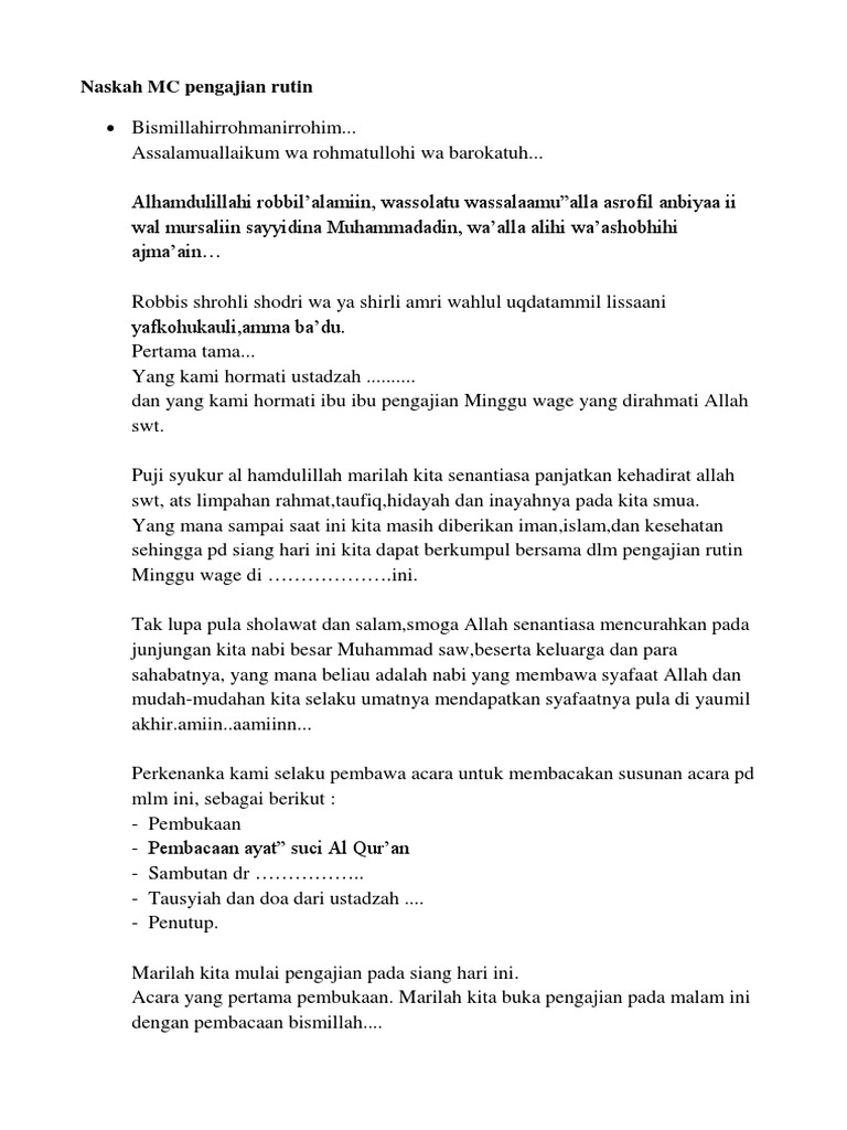 Naskah MC Pengajian