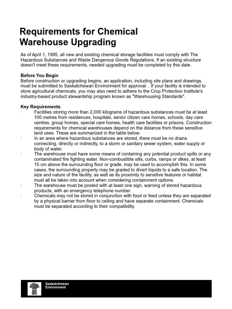 E PB 83 Req Chemical Warehouse PDF Dangerous Goods Warehouse