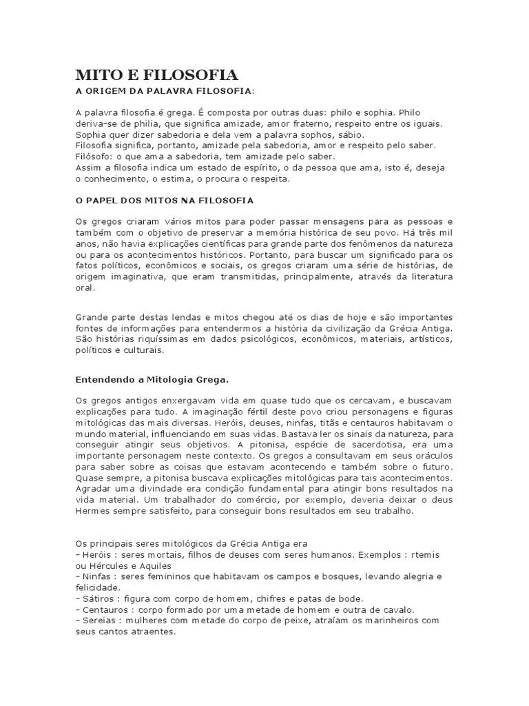 Mitos e Filosofia na Grécia Antiga | PDF | Mitologia grega | Minotauro