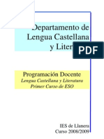 Lengua Castellana y Literatura 1o ESO: Programación Docente