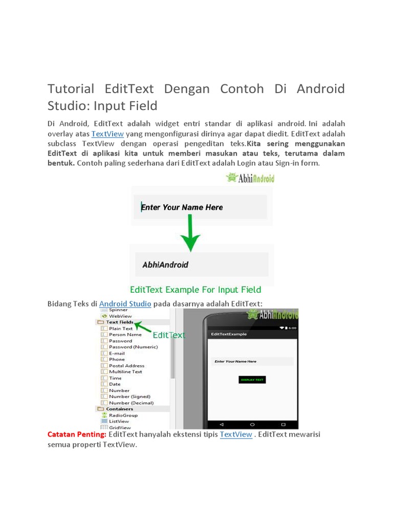 Panduan EditText di Android Studio | PDF | Teknologi & Rekayasa