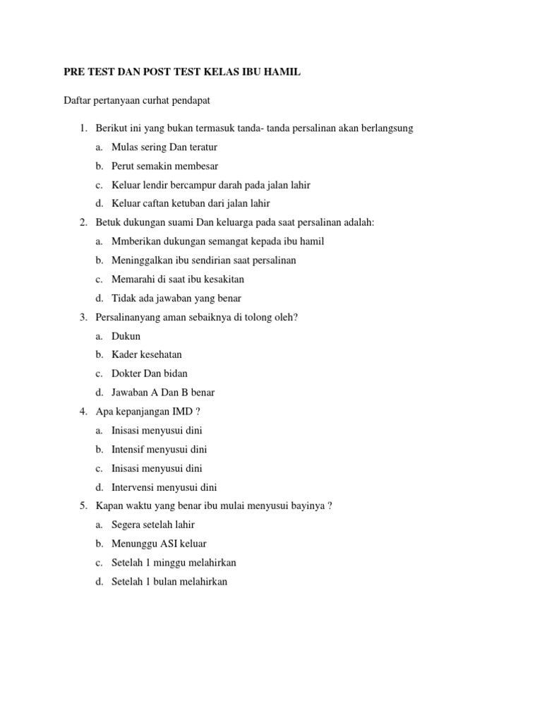 Pre Test Dan Post Test Kelas Ibu Hamil