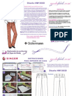 Instrucciones de Costura de Los Moldes de Pantalon Dockers Classic Fit 2 Pliegues Hm1303d