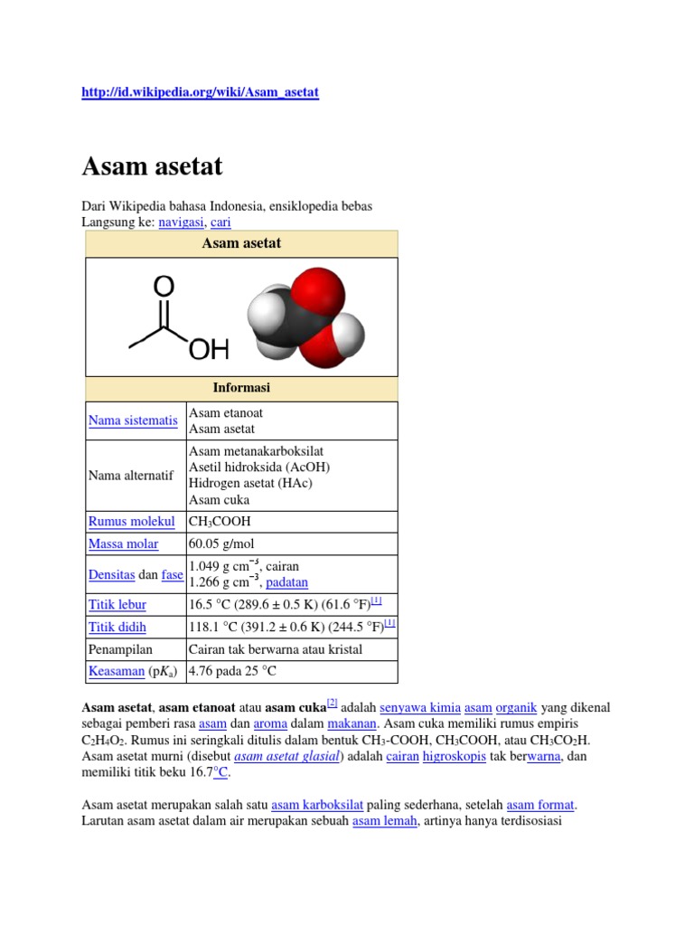 Rumus Kimia Cuka Makan