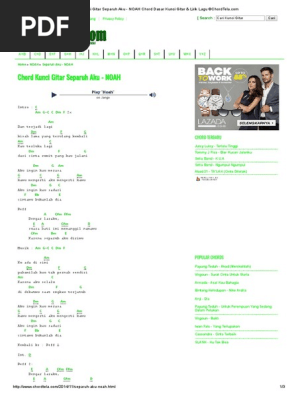 Kunci Gitar Separuh Aku Noah Chord Dasar Kunci Gitar Lirik Lagu C Chordtela Pdf