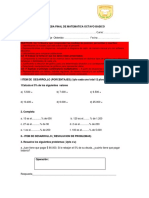 Prueba de Matematica Final Ocatvo