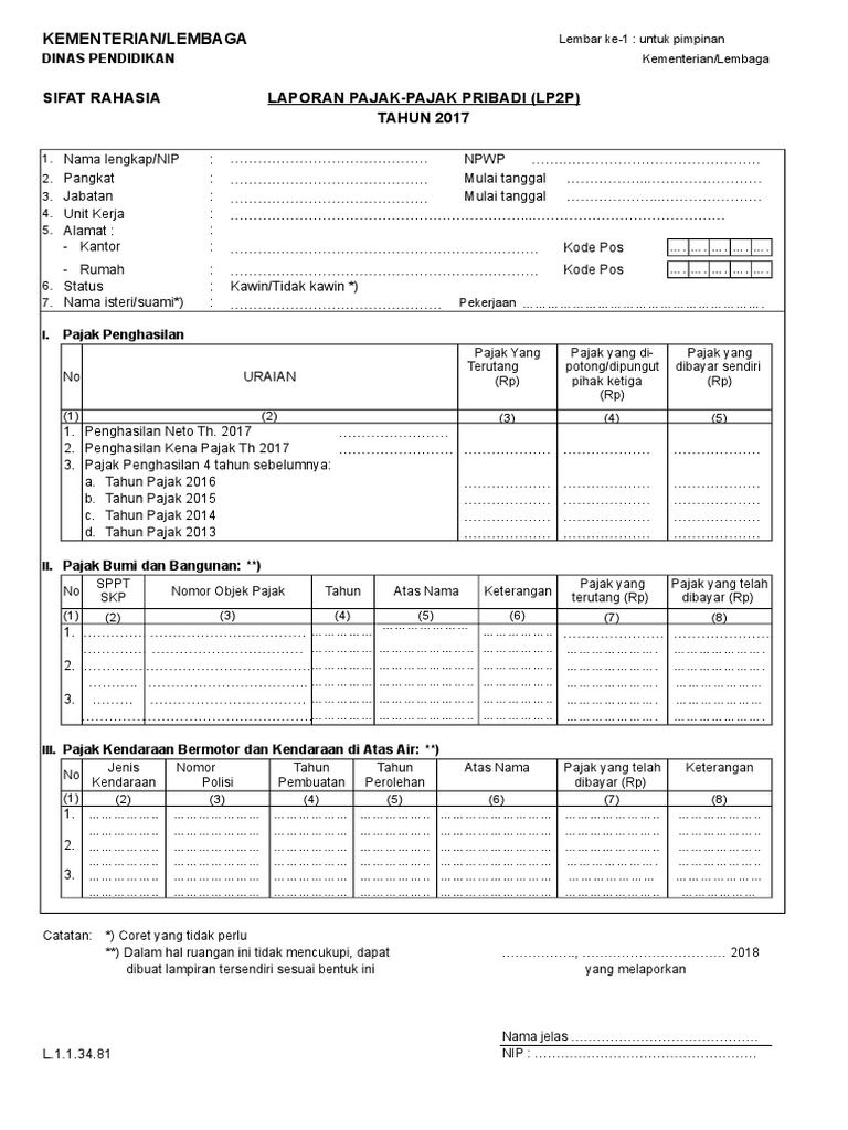 Laporan Pajak Pribadi LP2P 2017 | PDF | Pengelolaan Keuangan & Uang