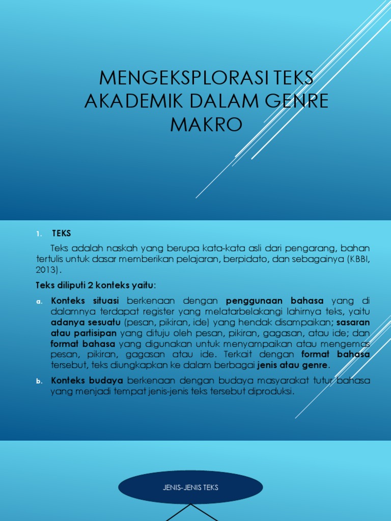 Mengeksplorasi Teks Akademik Dalam Genre Makro | PDF