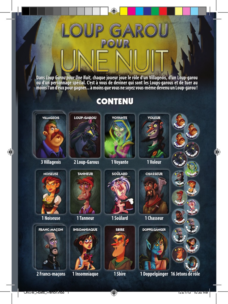 Loup garou Jeu Carte à Imprimer Pdf Loup Garou Pour Une Nuit | PDF | Loups-garous | Canin mythologiques