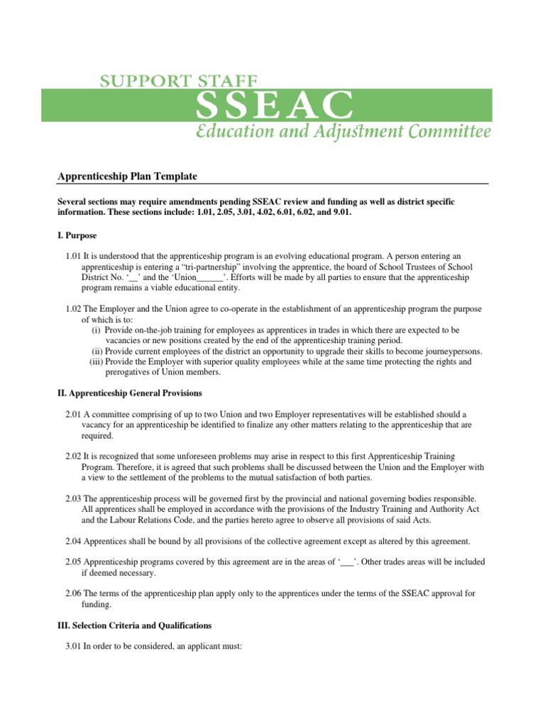 Apprenticeship Plan Template | PDF | Apprenticeship | Unemployment Benefits