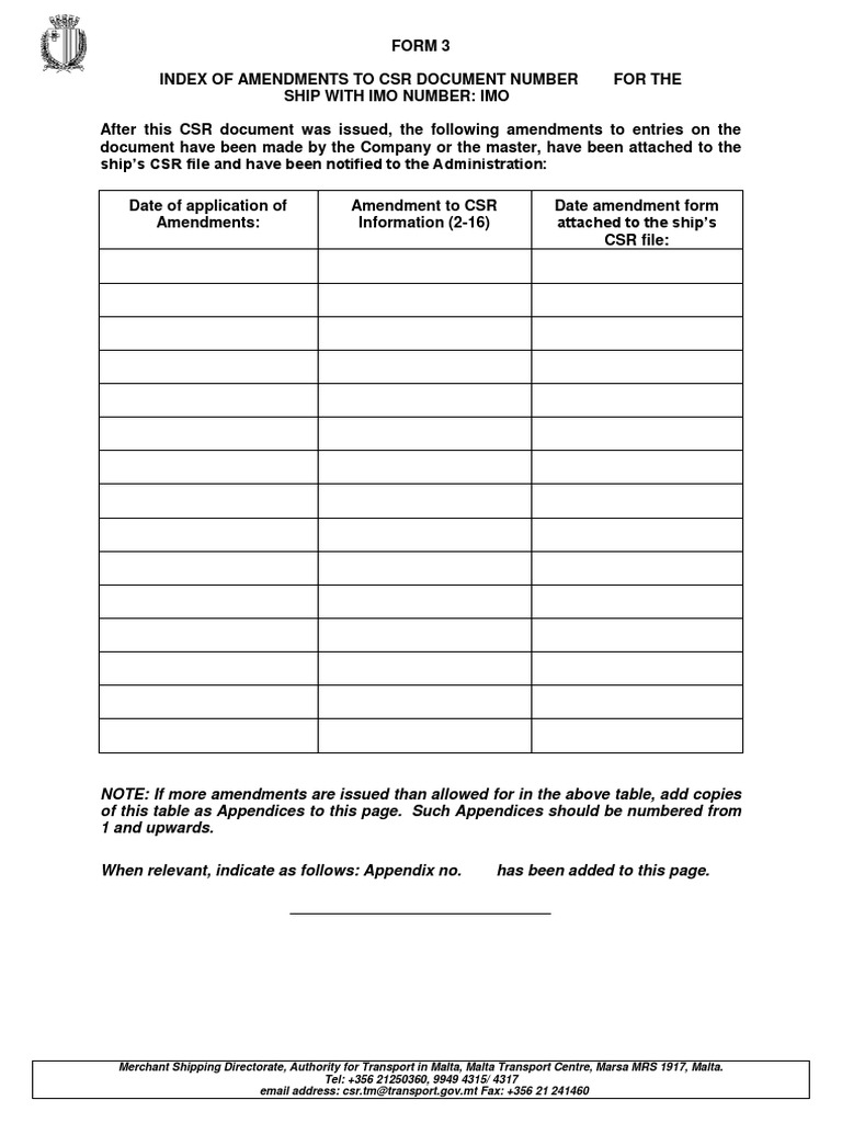 Amendments to CSR Form 3 | PDF