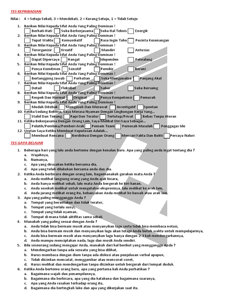 Contoh Soal Tes Minat Dan Bakat Guru Seputaran Guru