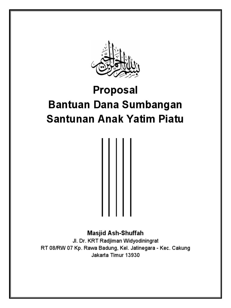 Proposal Kegiatan Santunan Anak Yatim Piatu Masjid Ash Shuffah