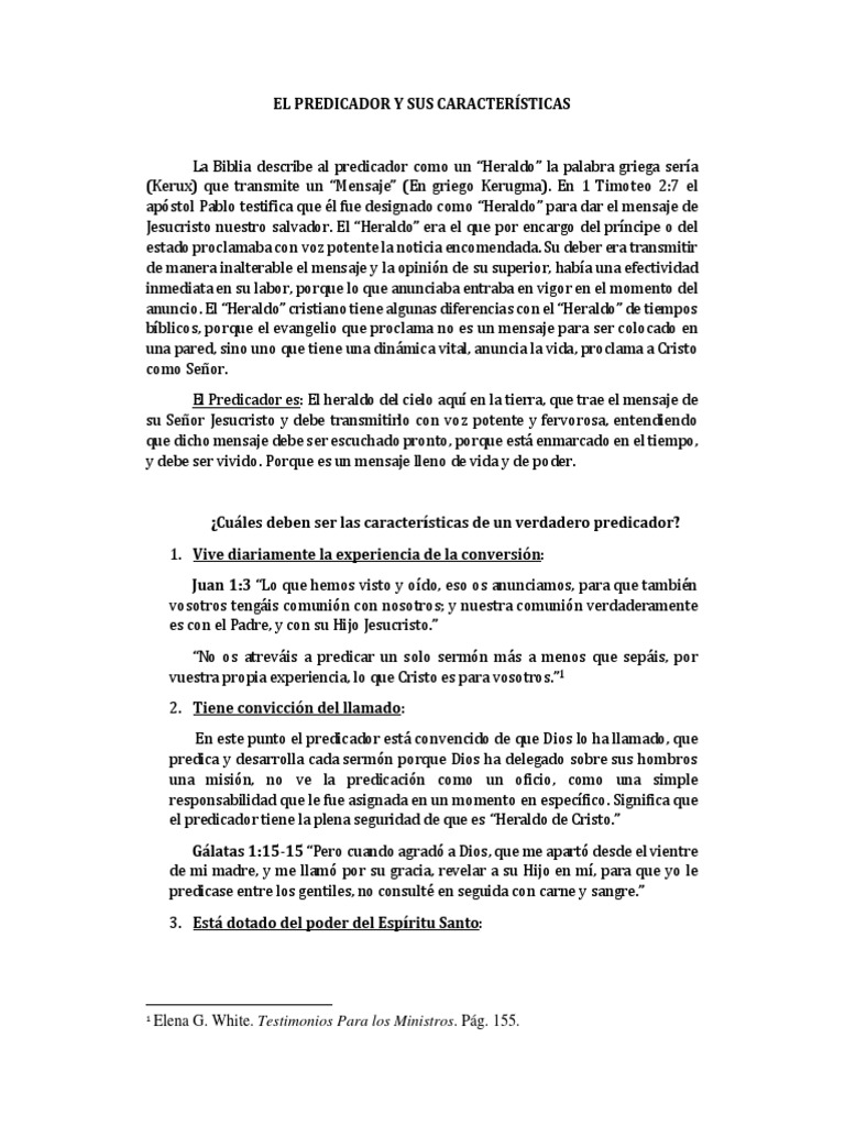 El Predicador y Sus Características PDF Cristo (título) eucaristía