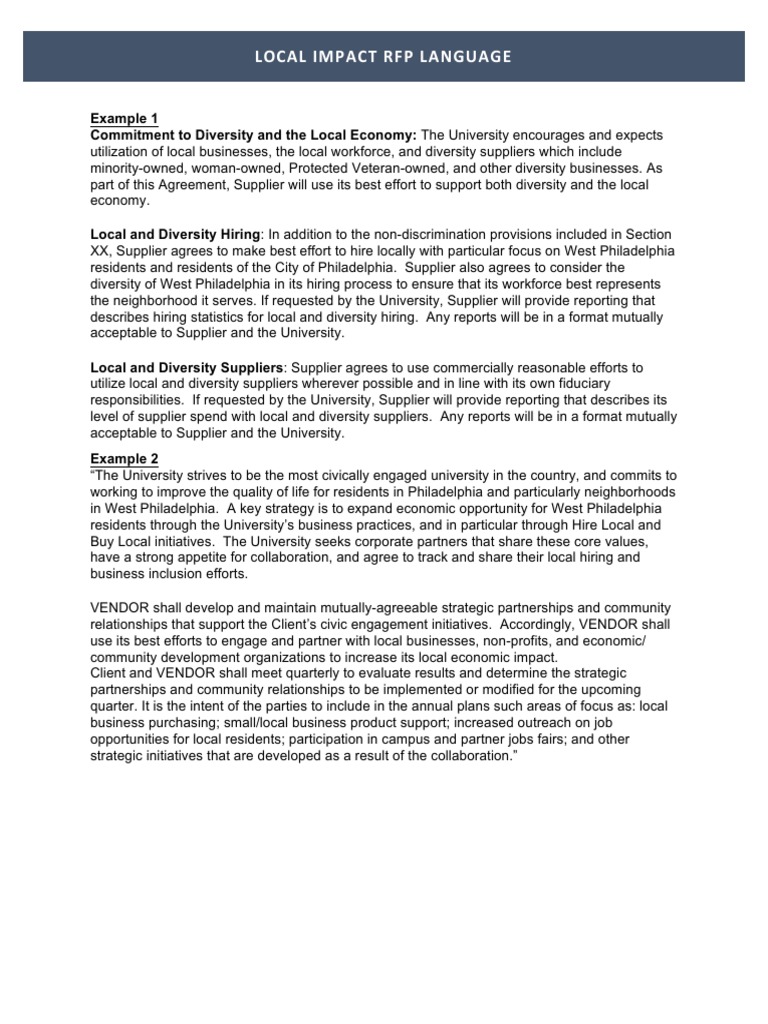 RFP Language | PDF | Request For Proposal | Multiculturalism
