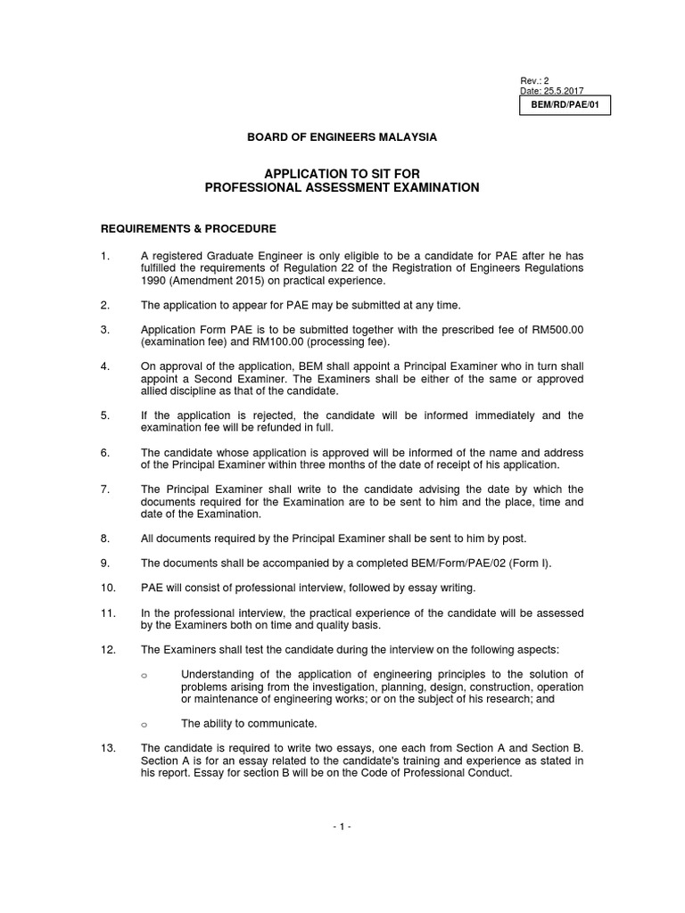 Application To Sit For PAE PDF | PDF | Test (Assessment) | Road