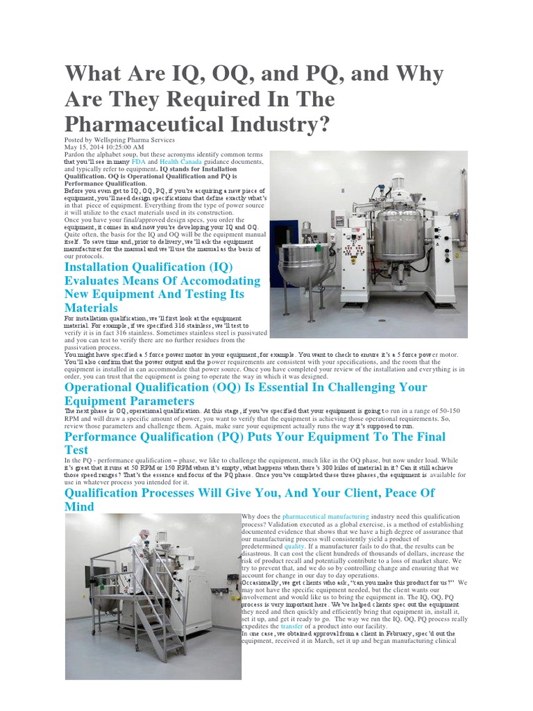 The Importance of Installation Qualification, Operational Qualification