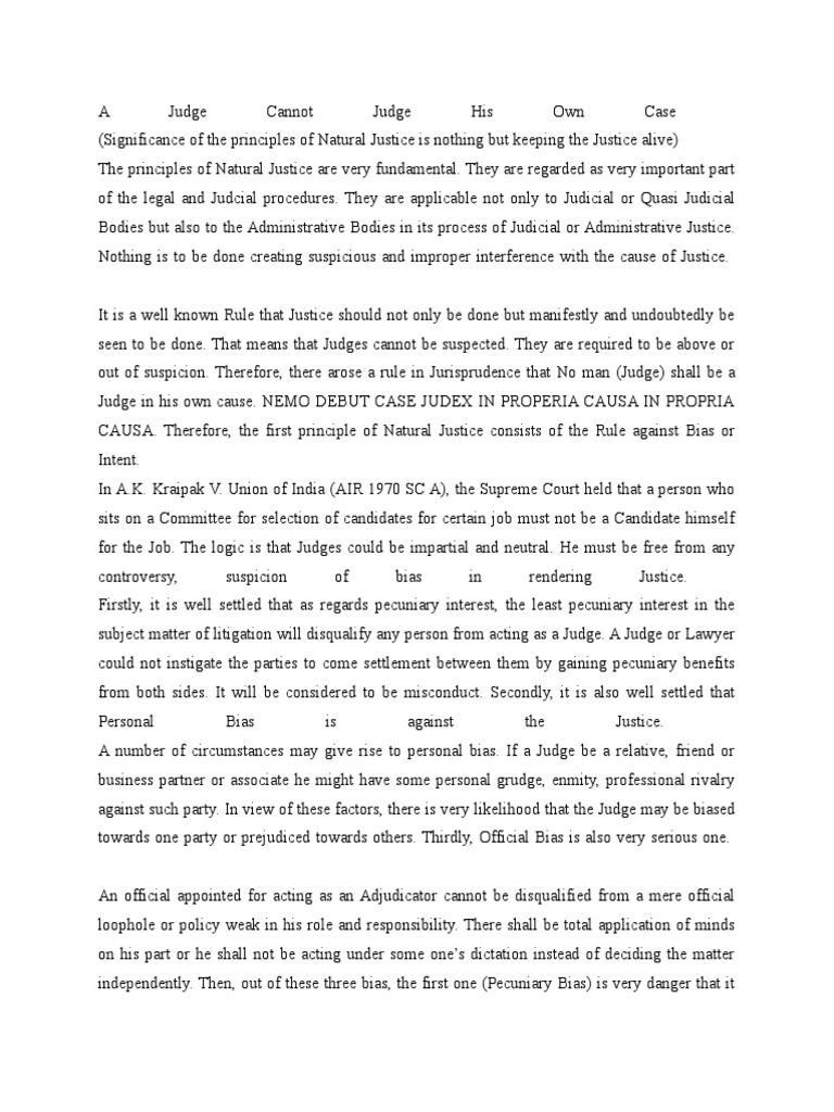 Judge's Impartiality in Natural Justice | PDF | Judge | Public Law