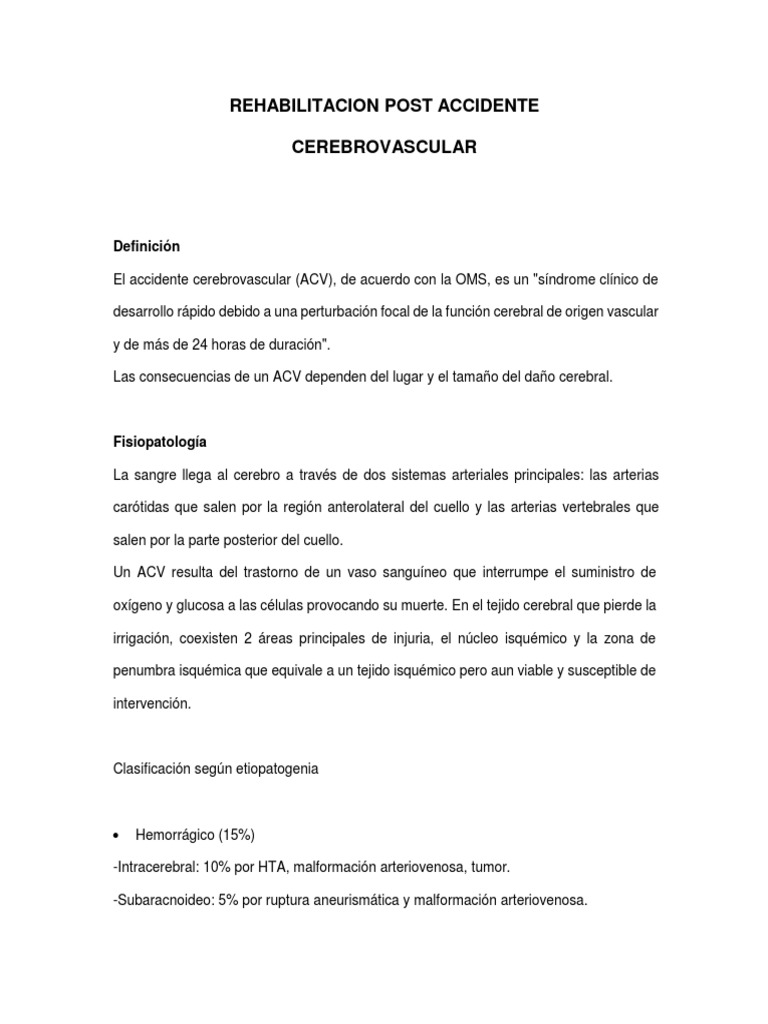 Rehabilitación Post ACV | PDF | Carrera | Isquemia