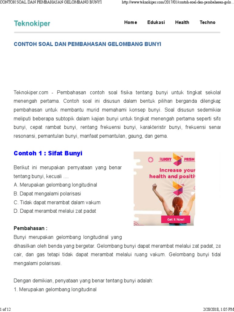 Contoh Soal Dan Pembahasan Gelombang Bunyi Pdf