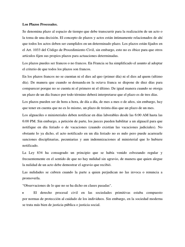 Plazos Procesales y Nulidades en Derecho | PDF | Ley procesal | Justicia
