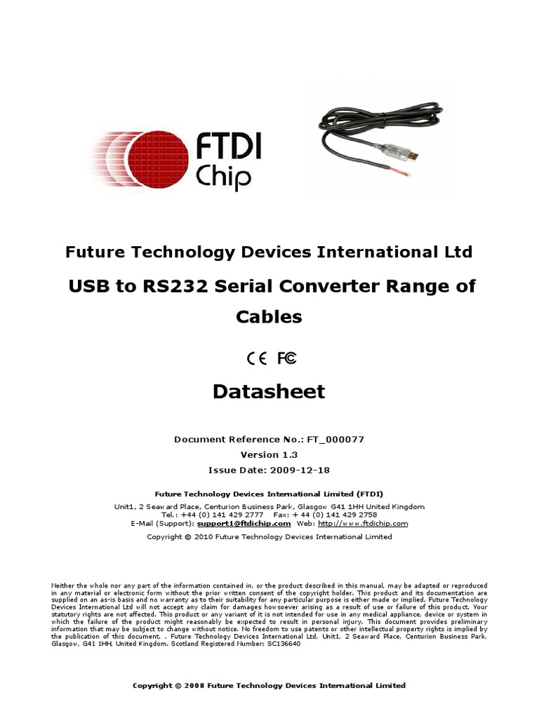 USB To RS232 Serial Converter Range of Cables: Datasheet | PDF