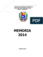 Memoria y Cuenta - Ministerio Del Poder Popular para El Ambiente (2014)
