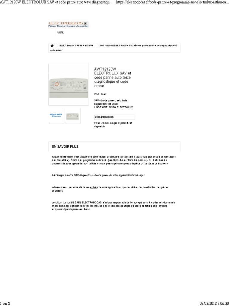 Code Panne Electrolux PDF Informatique Informatique et — free download