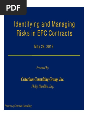 Identifying and Managing Risks in EPC Contracts - CRITERIUM CONSULTING GROUP