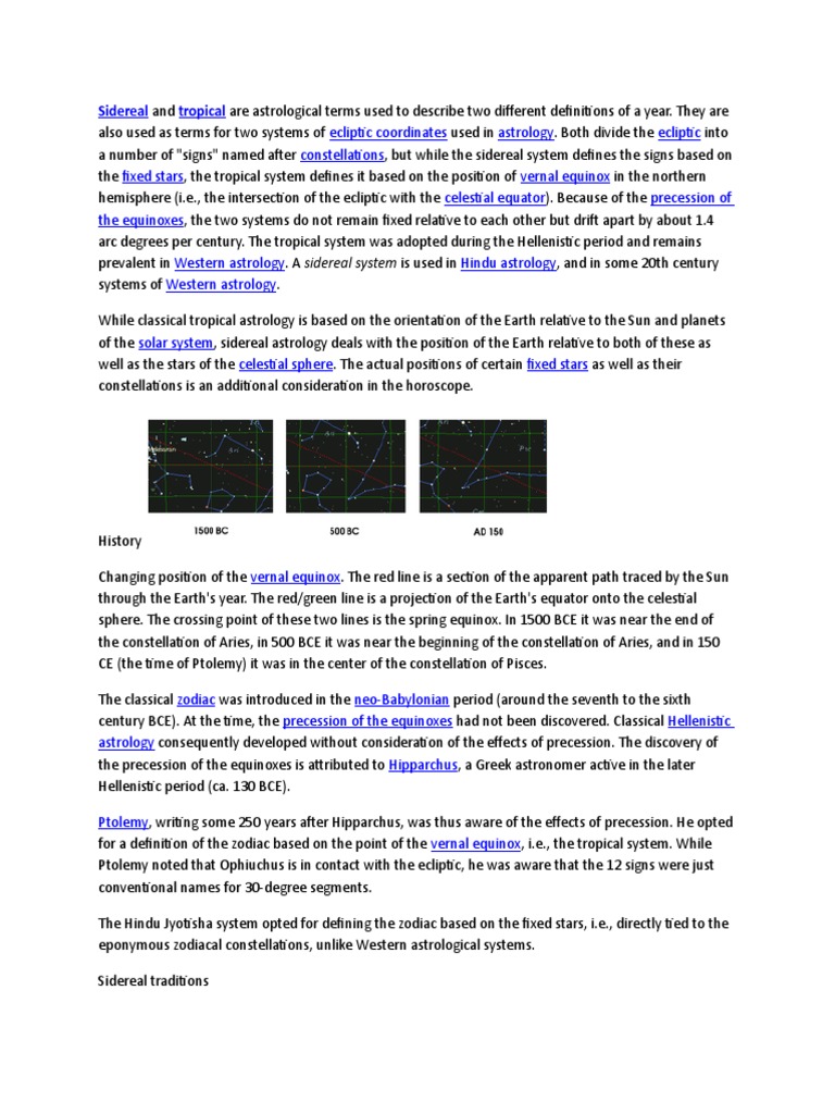 Tropical Vs Sidereal Zodiac Advance PDF Zodiac Pseudoscience