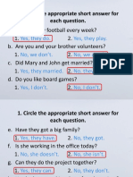 Circle The Appropriate Short Answer For Each Question