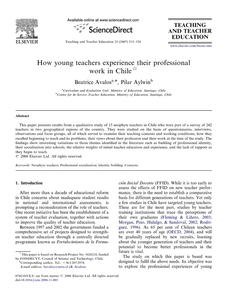 How Young Teachers Experience Their Professional Work in Chile | PDF
