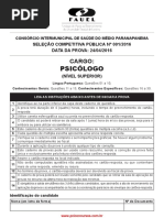Prova Psicologia Cismepar 2016 Fauel - Psicologo