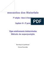 10.2 - Deflexão em vigas estaticamente indeterminadas, Método da superposição, Mecânica dos materias, Gere, 7ª edição, exercícios resolvidos.pdf