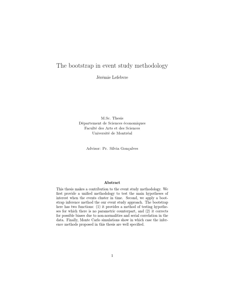 For Event Studies PDF Bootstrapping (Statistics) Normal Distribution