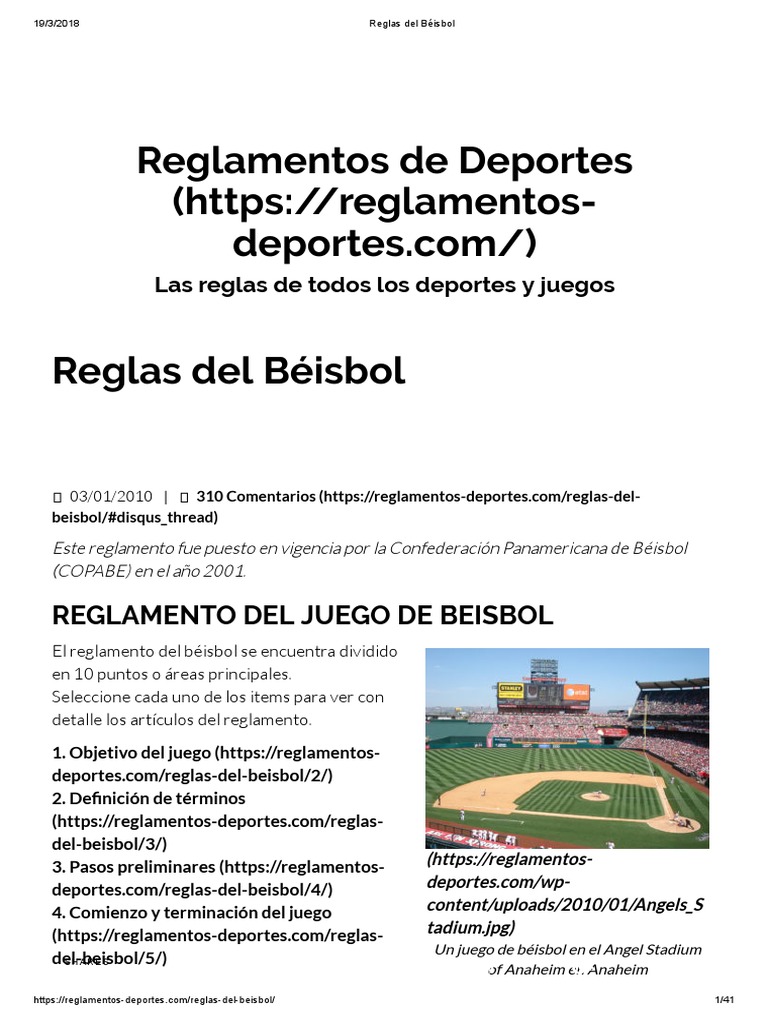 Reglas Del Béisbol Lanzador Posiciones de Béisbol