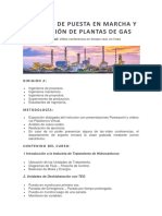 Contenido Tematico, TÉCNICAS DE PUESTA EN MARCHA Y OPERACIÓN DE PLANTAS DE GAS