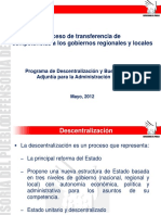 Proceso de Transferencia de Competencias A Los Gobiernos Regionales y Locales