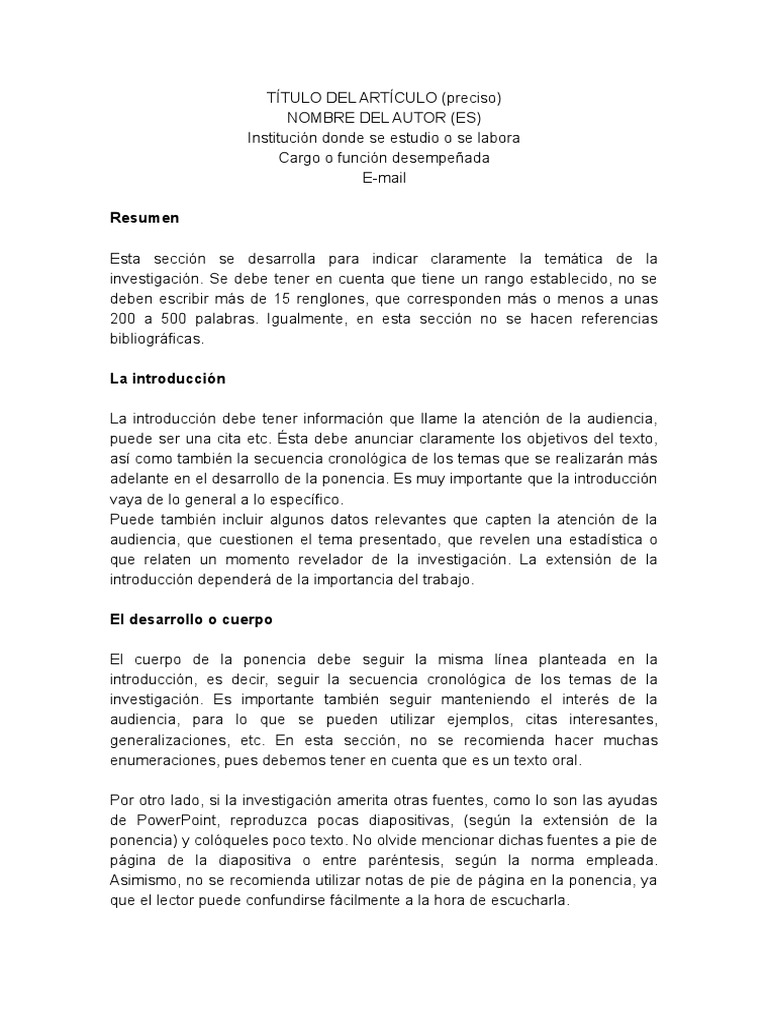 Guía para la elaboración de una ponencia académica efectiva | PDF ...