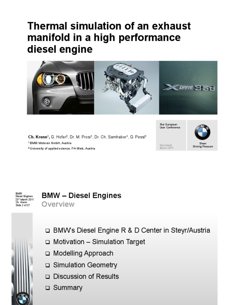 Thermal Simulation Of An Exhaust Manifold In A High Performance Diesel Engine Diesel Engine Engines