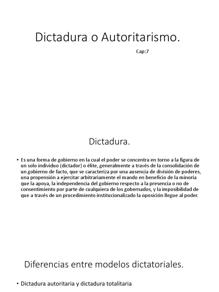 Dictadura o Autoritarismo | PDF | Dictadura | Autoritarismo