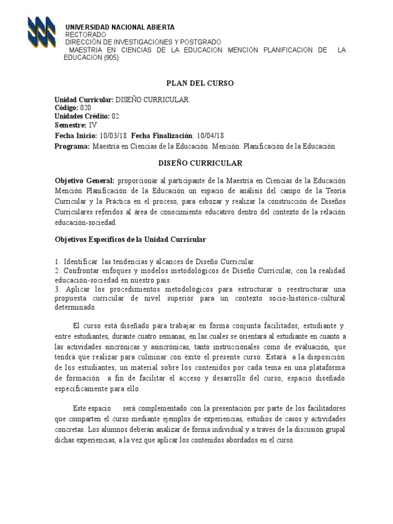 Diseño Curricular en Educación Superior | PDF | Plan de estudios ...