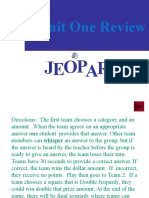 Unit One Review: Jeopardy