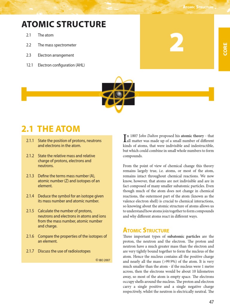 Atomic Structure: 2.1 The Atom | PDF | Atoms | Ion