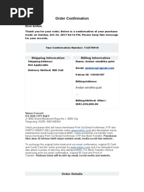 Order Confirmation