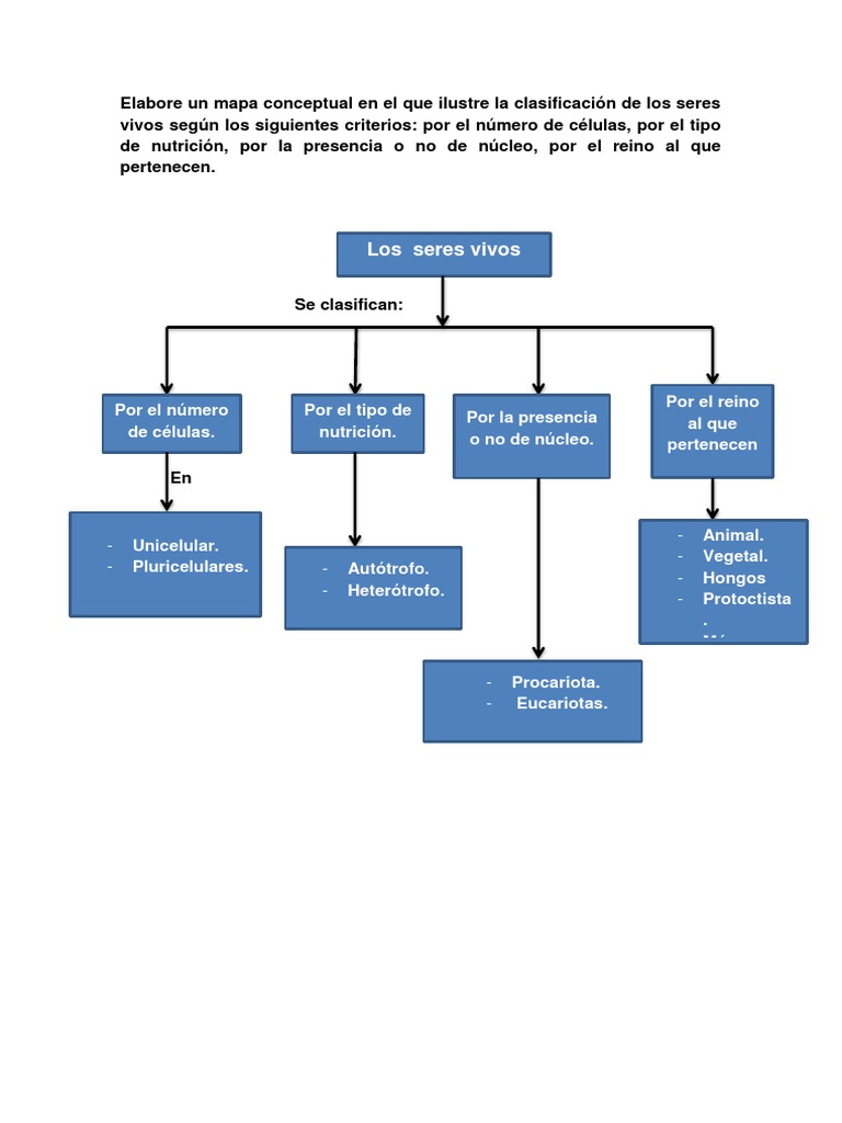 Mapa Conceptual de La Clasificacion de Los Seres Vivos