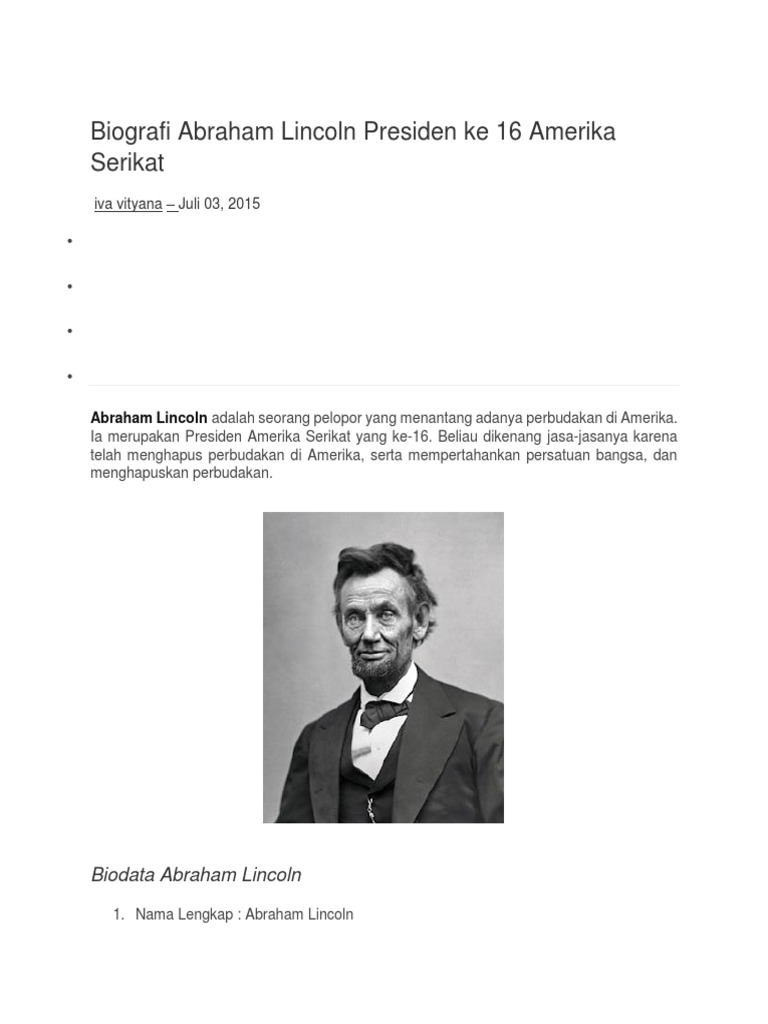 Abraham Lincoln: A Leader for Equality and Unity | PDF