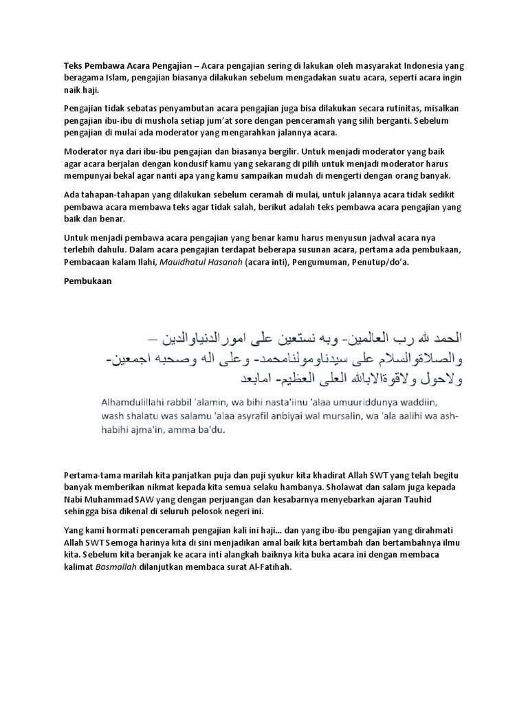 Contoh Mc Acara Haul Terbaik Kumpulan Contoh Teks Pidato